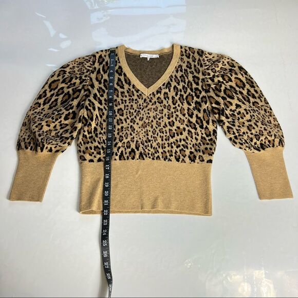 Frame Pullover Sweater Size Small Brown Cheetah Leopard Wool Blend - Picture 5 of 10